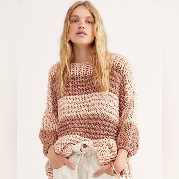 Loopy Mango Cropped cotton stripe Sweater OS - Picture 1 of 4